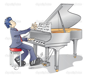 man playing a melody on the piano